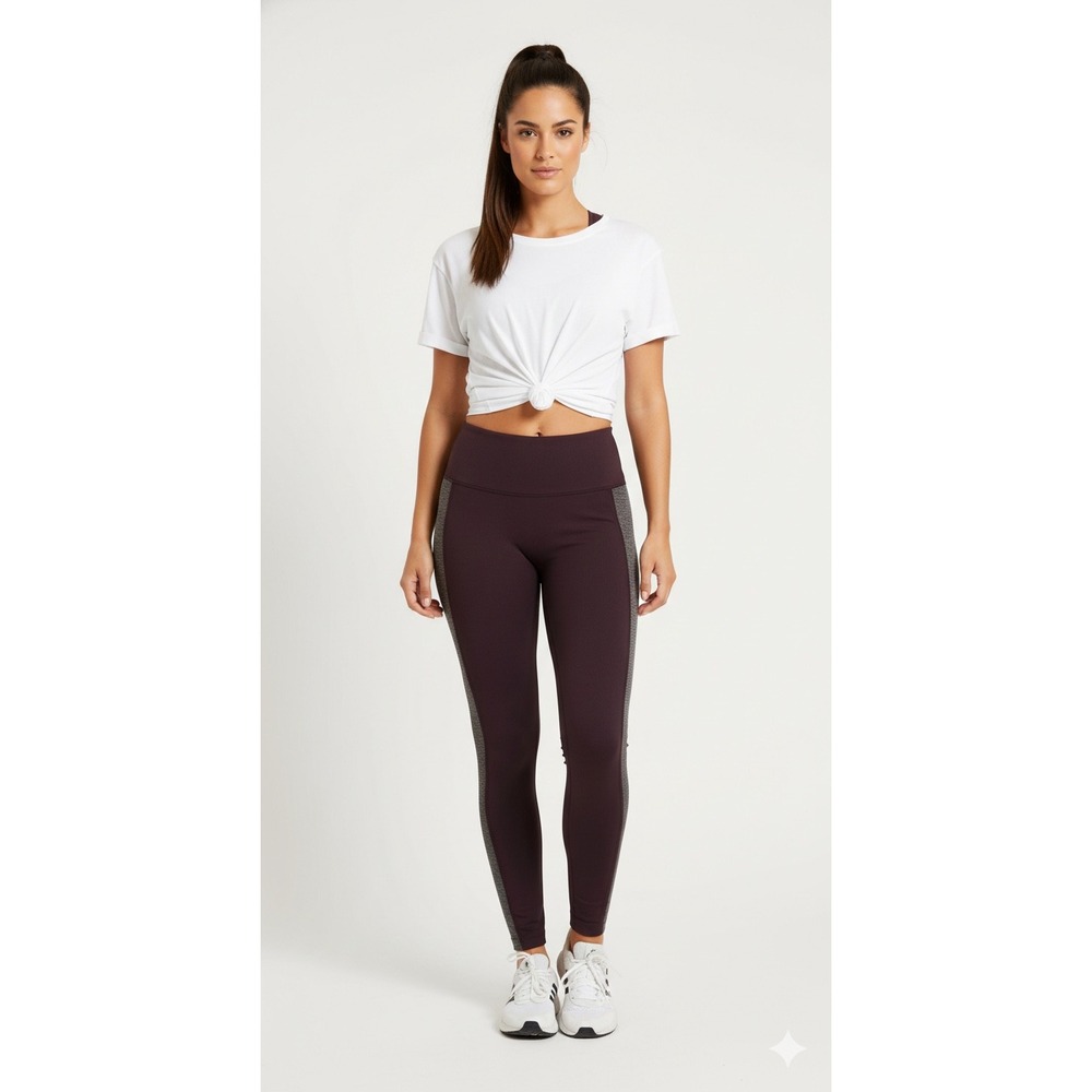 Assets Spanx Red Hot Labels Leggings Large Deep Burgundy High Waisted Pull On L